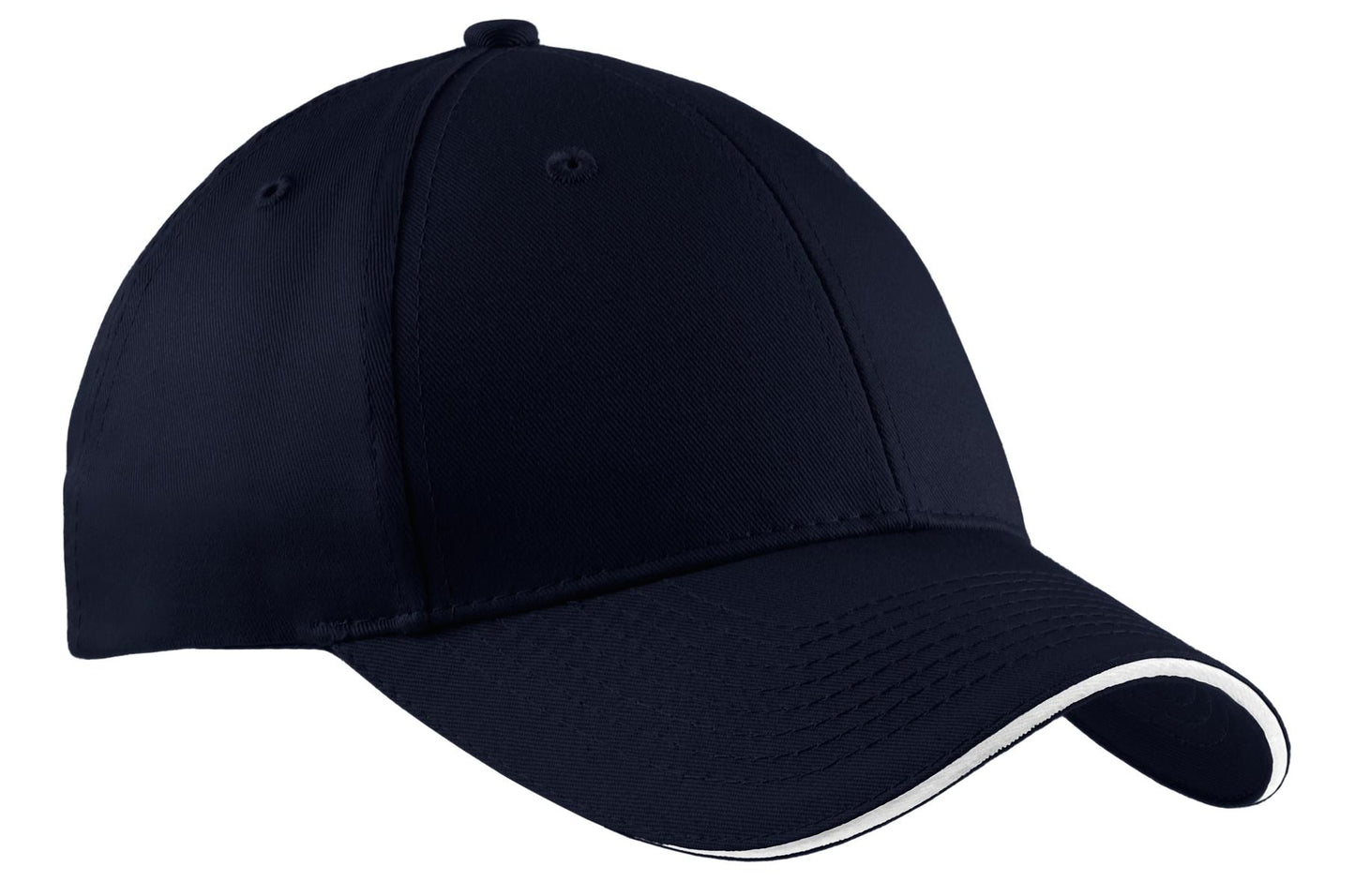 Port Authority Cotton Twill Sandwich Bill Cap CP85 Navy/ White