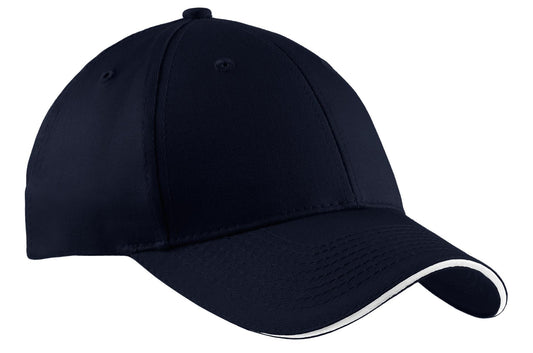 Port Authority Cotton Twill Sandwich Bill Cap CP85 Navy/ White