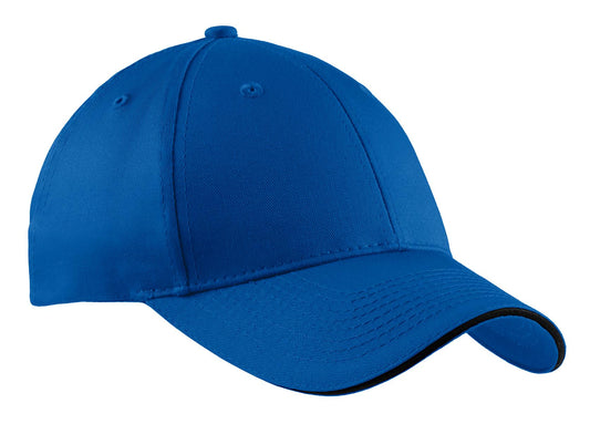 Port Authority Cotton Twill Sandwich Bill Cap CP85 Royal/ Black