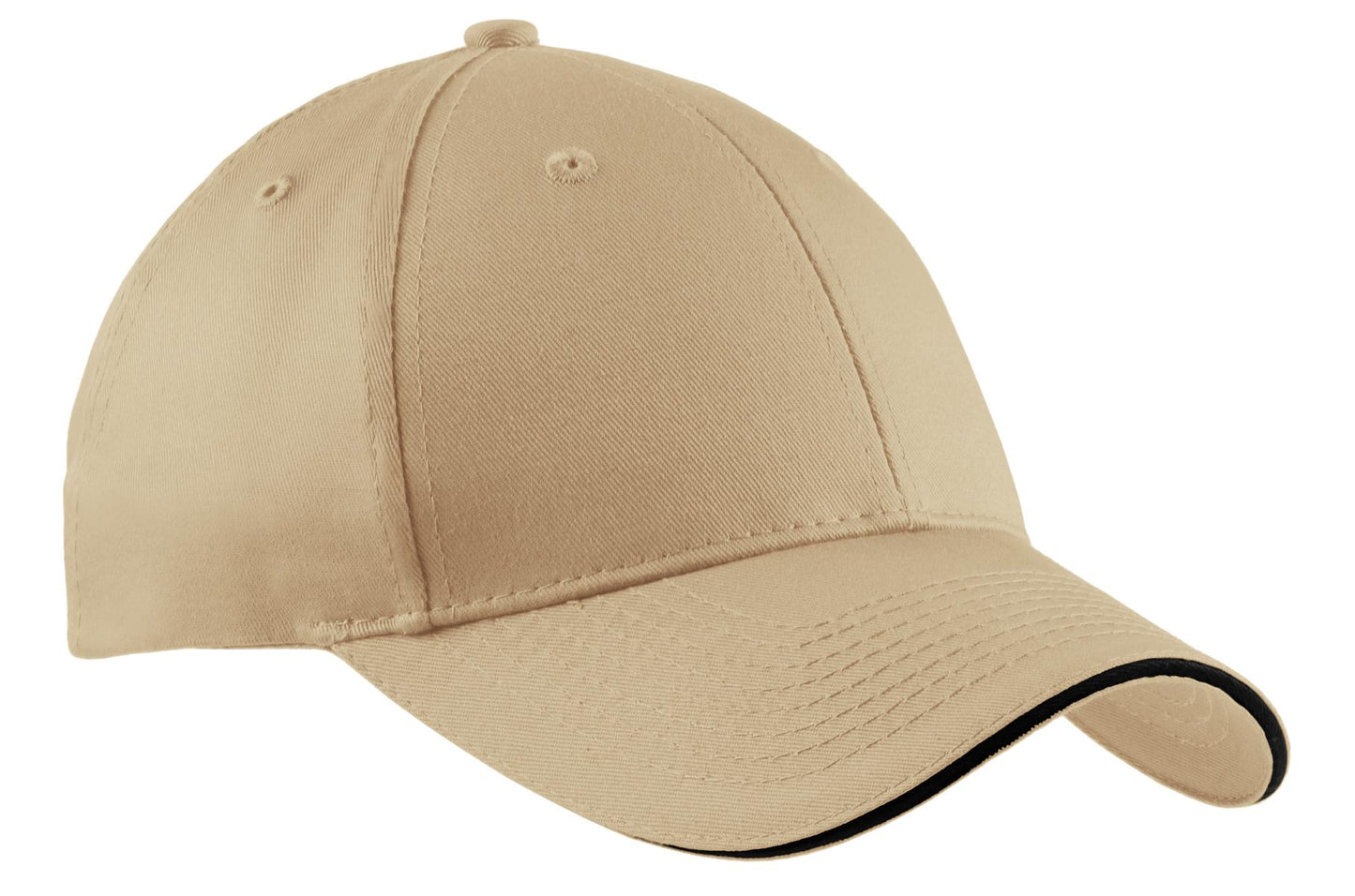 Port Authority Cotton Twill Sandwich Bill Cap CP85 Stone/ Black