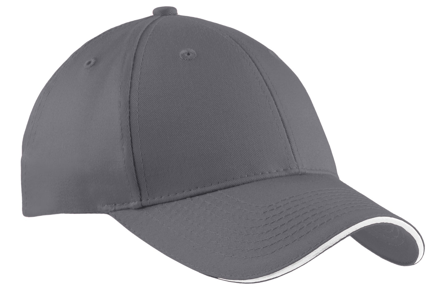 Port Authority Cotton Twill Sandwich Bill Cap CP85 Charcoal/ White