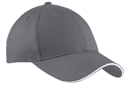 Port Authority Cotton Twill Sandwich Bill Cap CP85 Charcoal/ White
