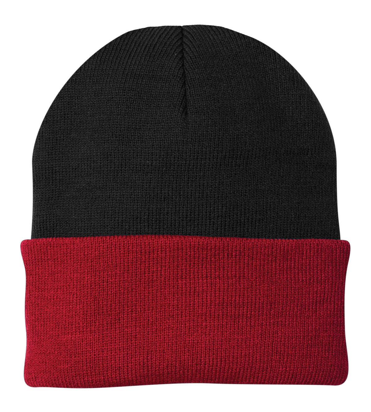 Port Authority Knit Cap CP90 Black/ Athletic Red