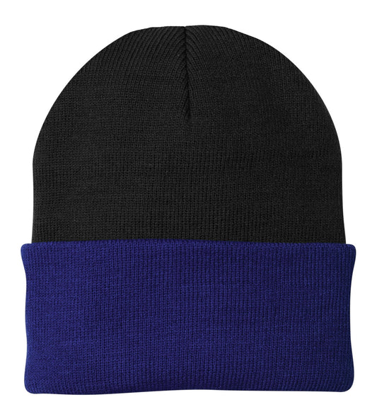 Port Authority Knit Cap CP90 Black/ Athletic Royal
