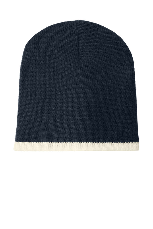 Port Authority Beanie Cap CP91 Navy/ Natural