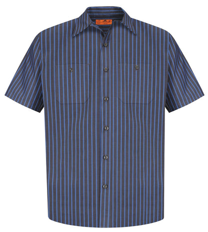 Red Kap Short Sleeve Striped Industrial Work Shirt CS20 Grey/Blue