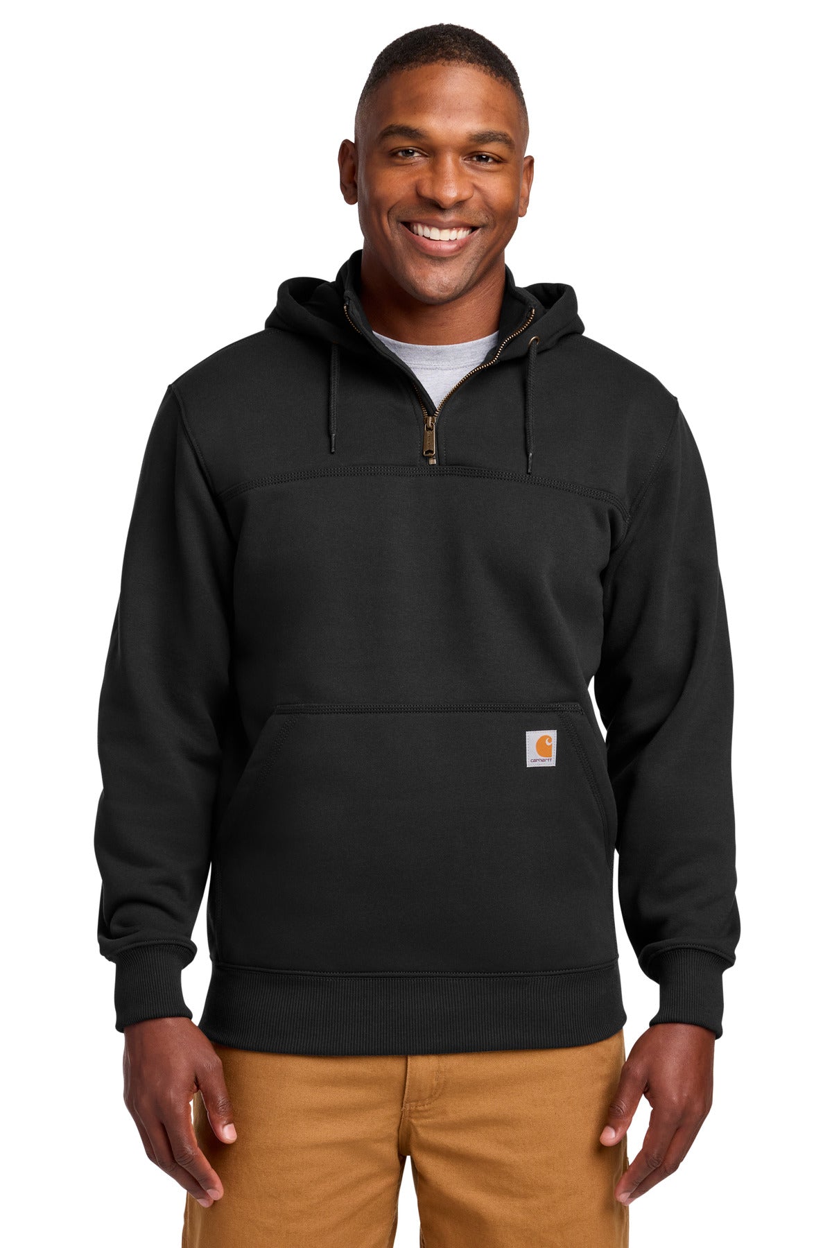 Carhartt Rain Defender Paxton Heavyweight Hooded Zip Mock Sweatshirt CT100617 Black