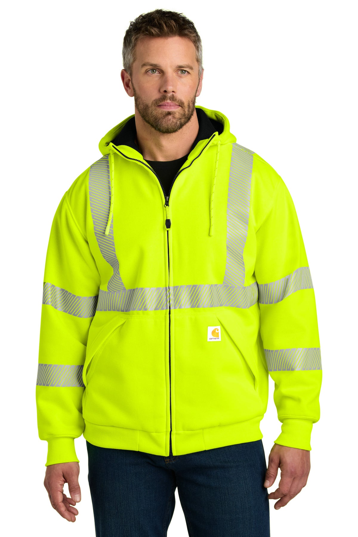 Carhartt ANSI 107 Class 3 Lined Full-Zip Sweatshirt CT104988 Brite Lime