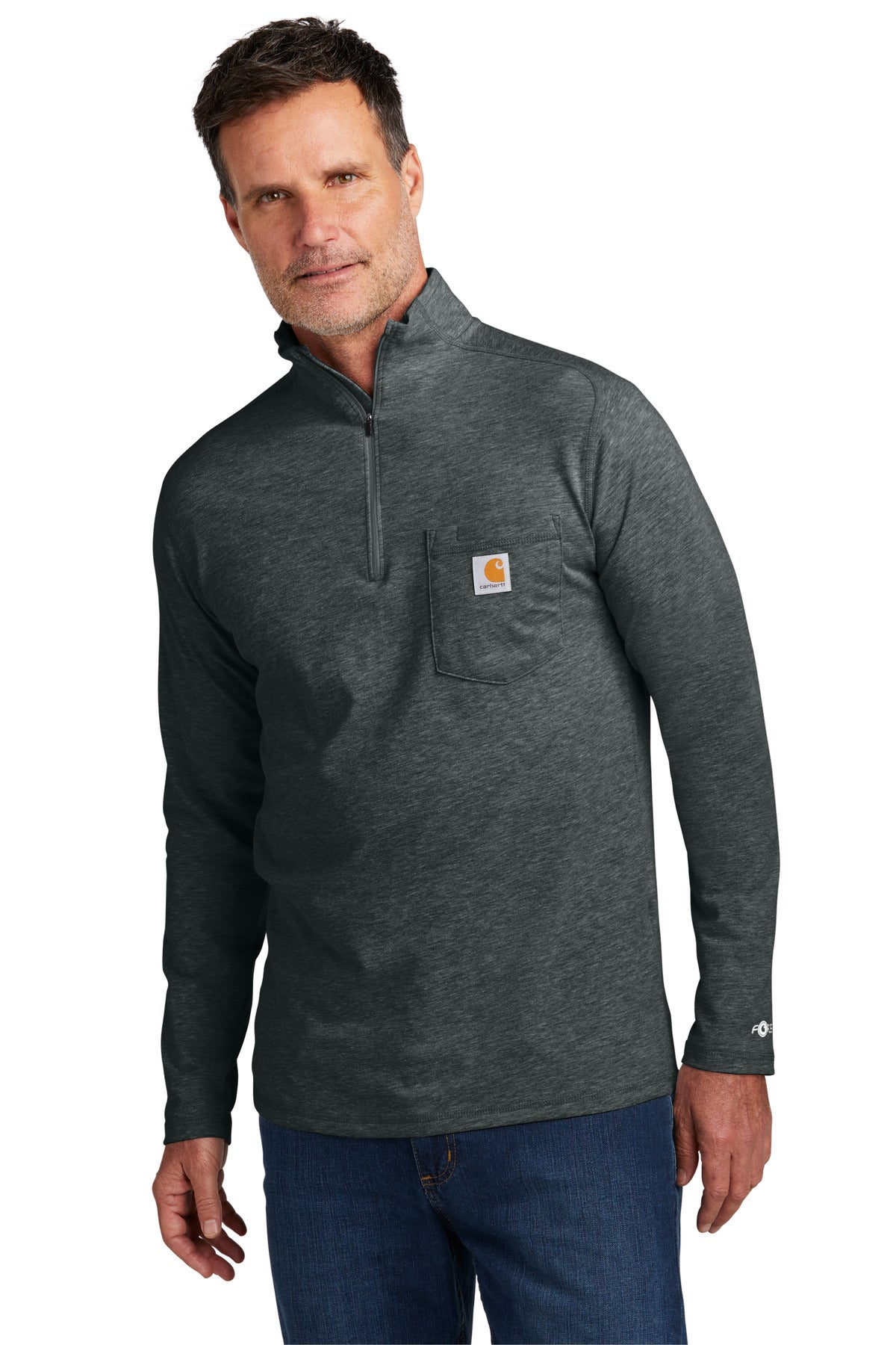 Carhartt Force 1/4-Zip Long Sleeve T-Shirt CT106660 Carbon Heather