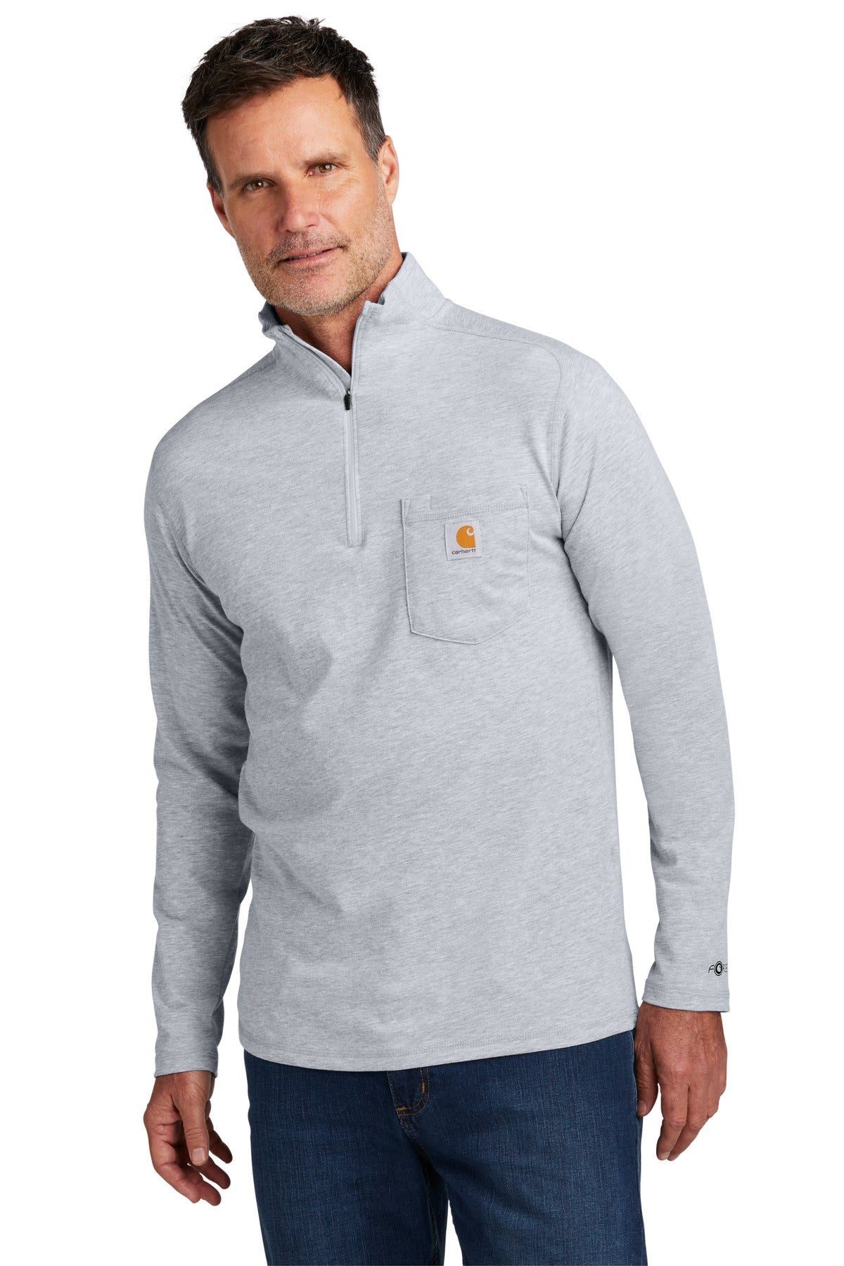 Carhartt Force 1/4-Zip Long Sleeve T-Shirt CT106660 Heather Grey