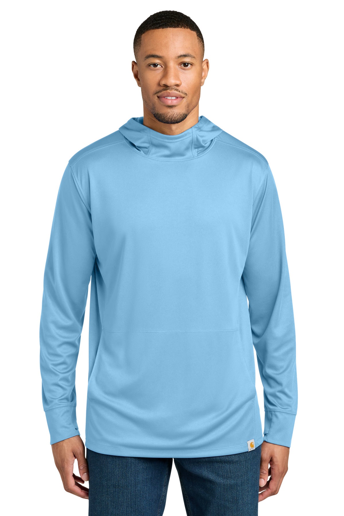 Carhartt Force Sun Defender Long Sleeve Hooded T-Shirt CT106923 Fresh Water Blue