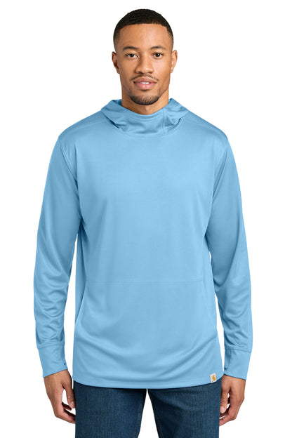 Carhartt Force Sun Defender Long Sleeve Hooded T-Shirt CT106923 Fresh Water Blue