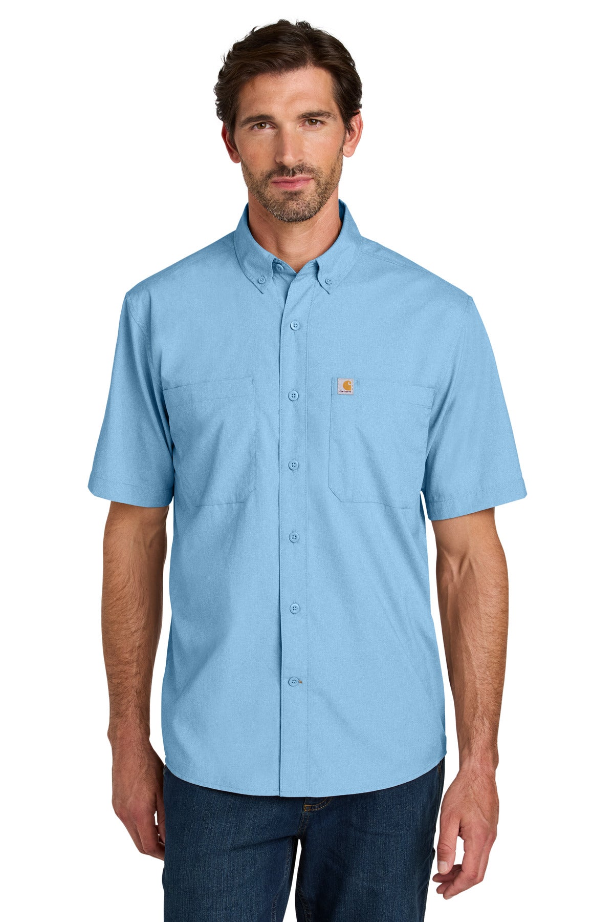 Carhartt Force Sun Defender Short Sleeve Shirt CT107107 Fresh Water Blue