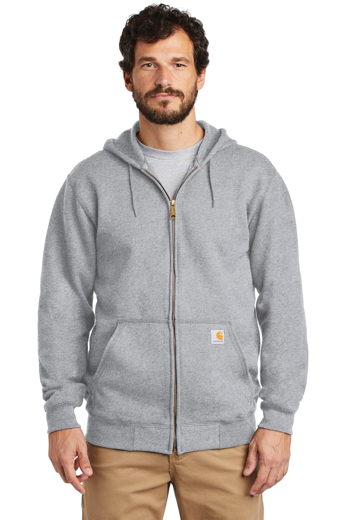 Carhartt  Midweight Hooded Zip-Front Sweatshirt. CTK122 Heather Grey