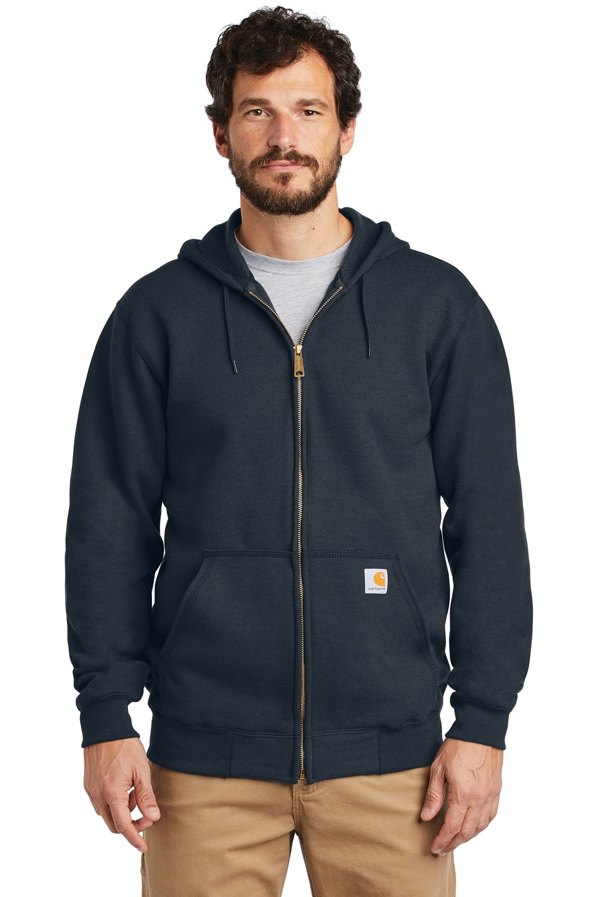 Carhartt  Midweight Hooded Zip-Front Sweatshirt. CTK122 New Navy