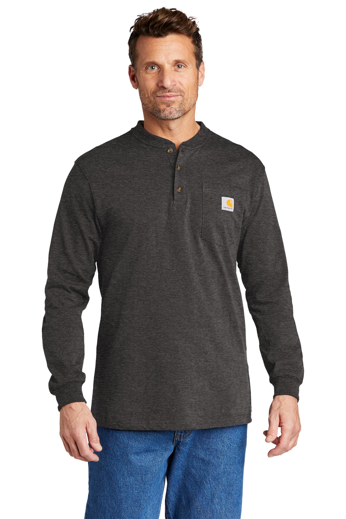 Carhartt Long Sleeve Henley T-Shirt CTK128 Carbon Heather