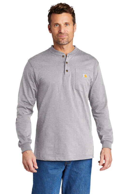 Carhartt Long Sleeve Henley T-Shirt CTK128 Heather Grey
