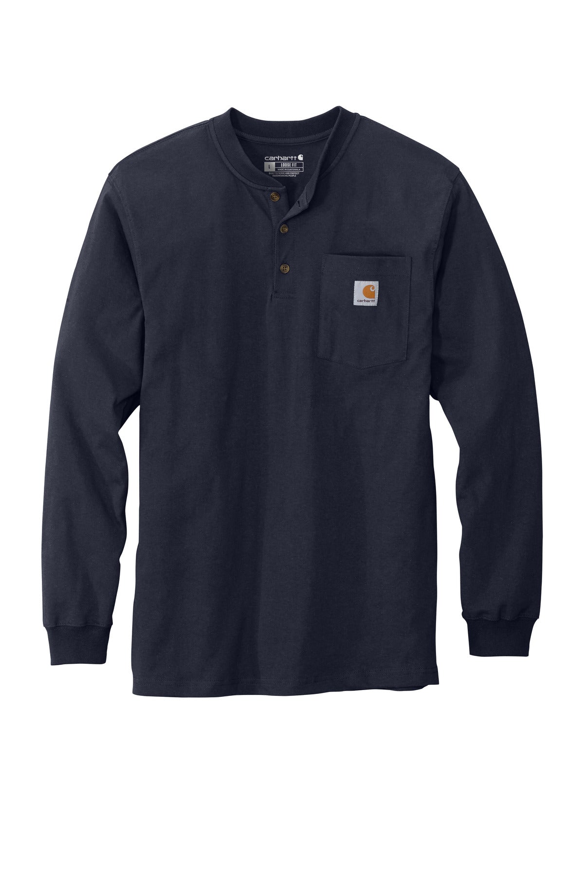 Carhartt Long Sleeve Henley T-Shirt CTK128 Navy