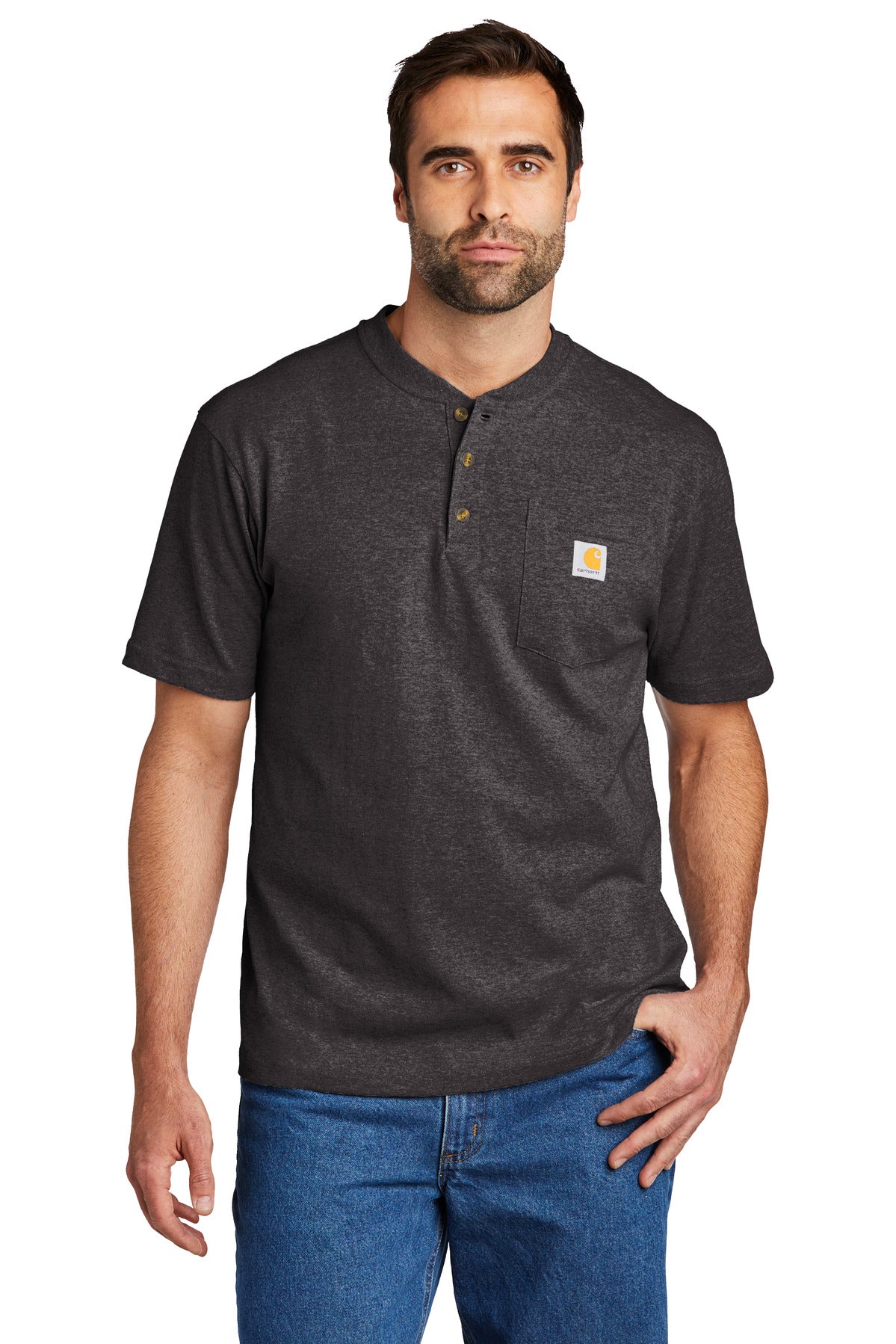 Carhartt Short Sleeve Henley T-Shirt CTK84 Carbon Heather