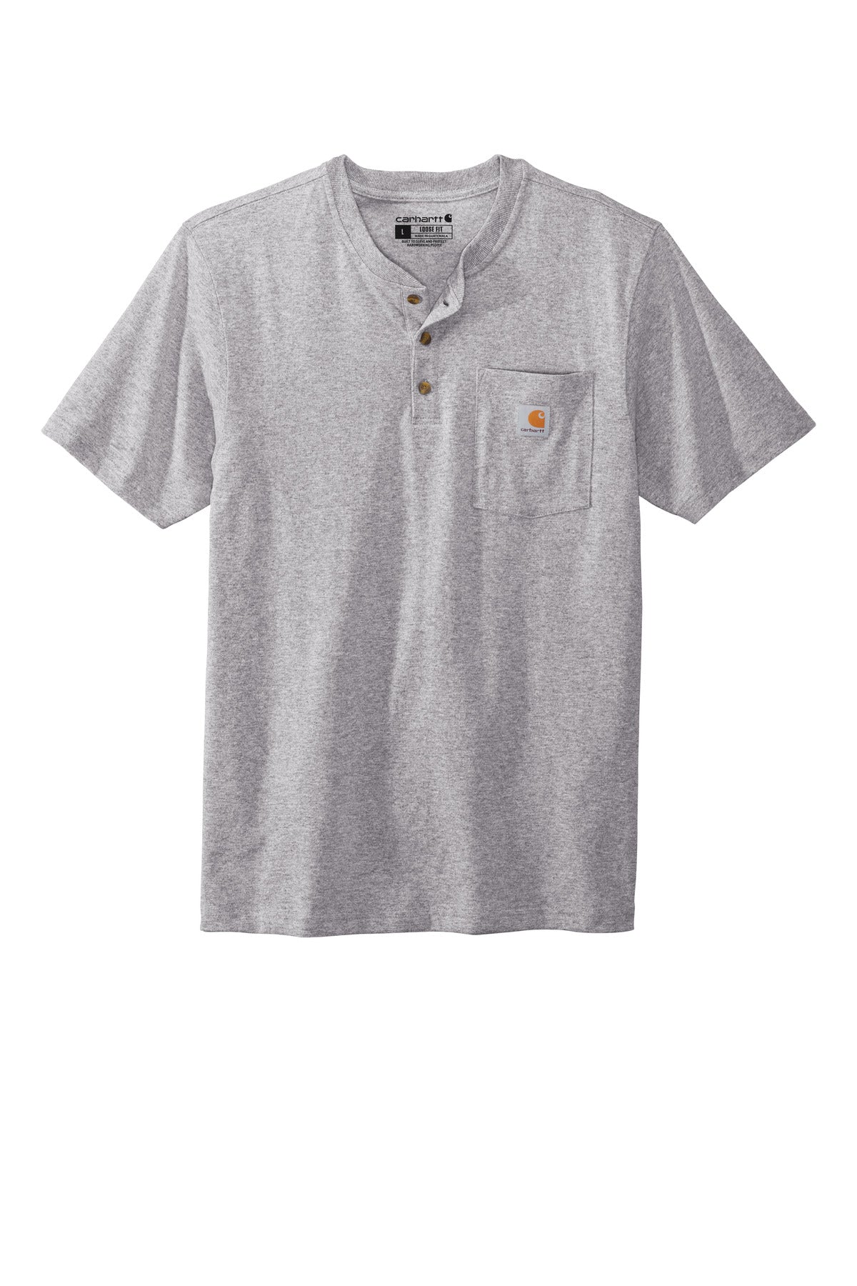 Carhartt Short Sleeve Henley T-Shirt CTK84 Heather Grey