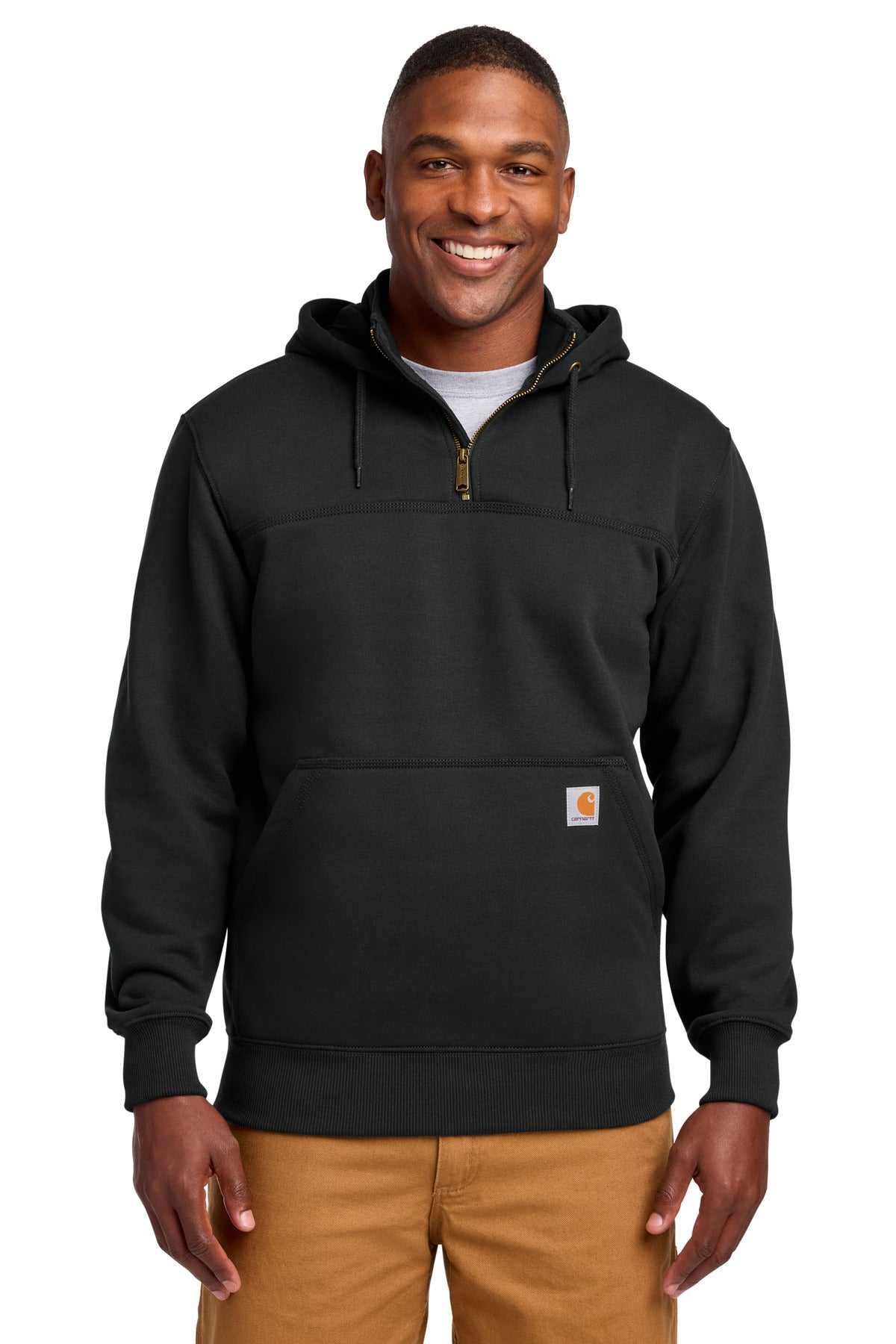 Carhartt Tall Rain Defender Paxton Heavyweight Hooded Zip Mock Sweatshirt CTT100617 Black