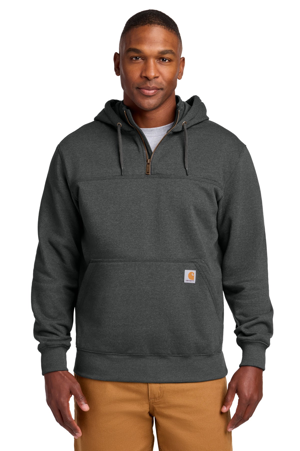 Carhartt Tall Rain Defender Paxton Heavyweight Hooded Zip Mock Sweatshirt CTT100617 Carbon Heather
