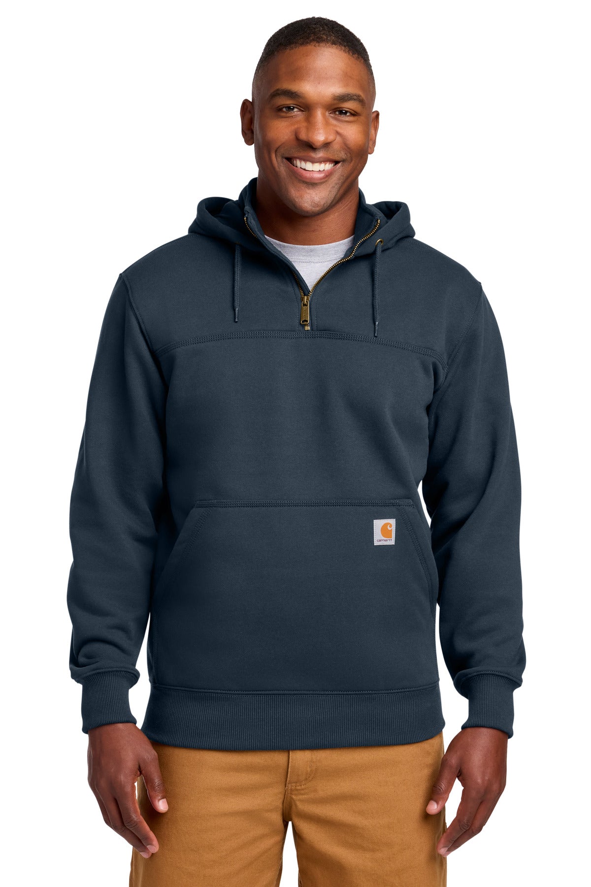 Carhartt Tall Rain Defender Paxton Heavyweight Hooded Zip Mock Sweatshirt CTT100617 New Navy