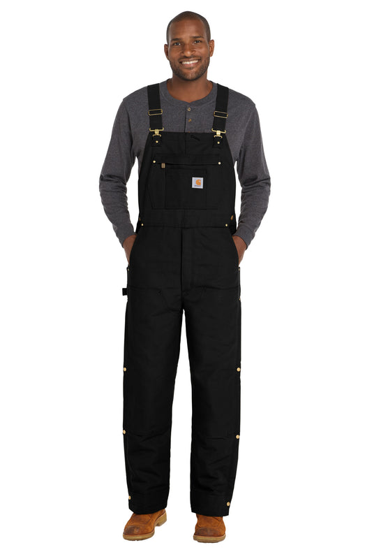 Carhartt Tall Firm Duck Insulated Bib Overalls CTT106672 Black Tall