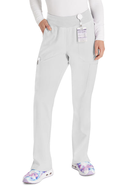 EDS Essentials DK005 Natural Rise Tapered Leg Pull-On Pants White