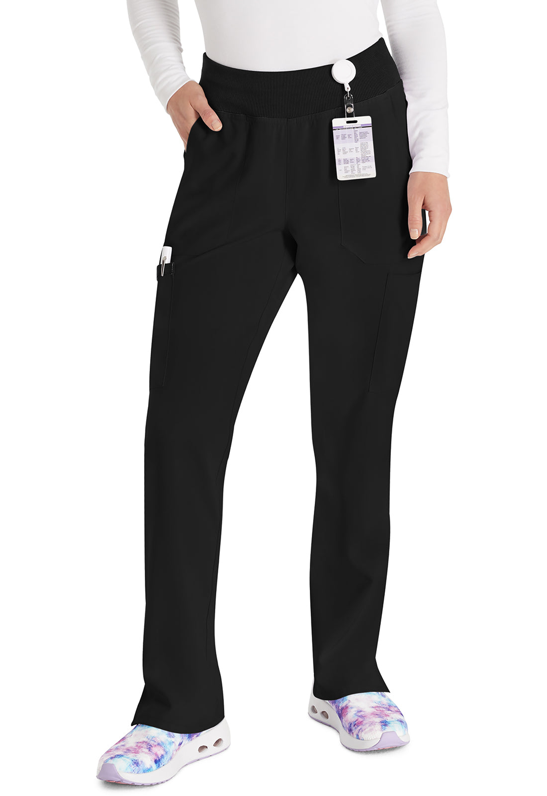 EDS Essentials DK005 Natural Rise Tapered Leg Pull-On Pants Black Model Image Front | Dickies