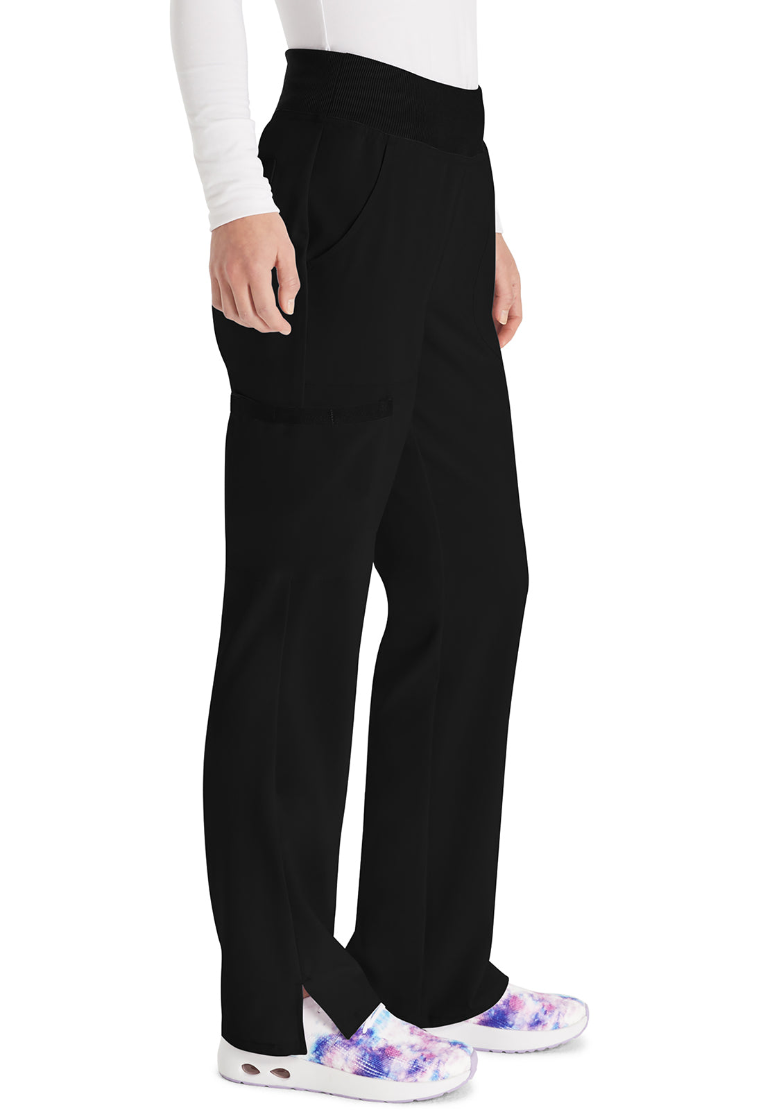 EDS Essentials DK005 Natural Rise Tapered Leg Pull-On Pants Black Model Image Left Side | Dickies