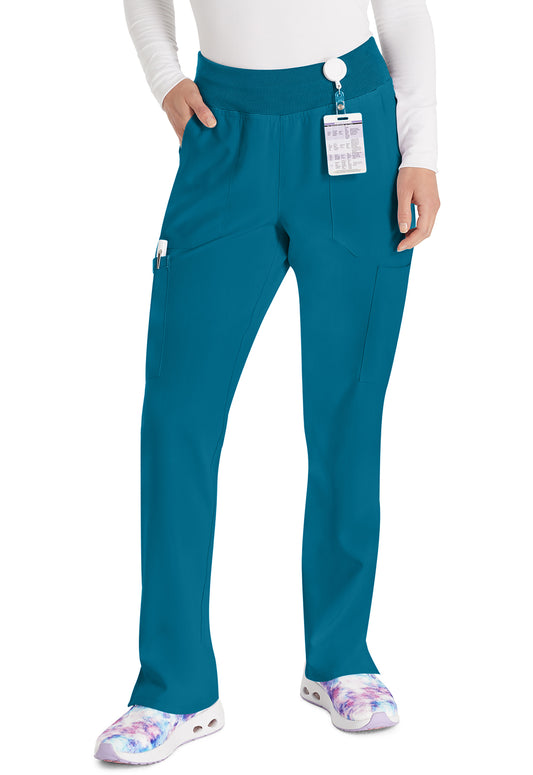 EDS Essentials DK005 Natural Rise Tapered Leg Pull-On Pants Caribbean Blue Model Image Front | Dickies