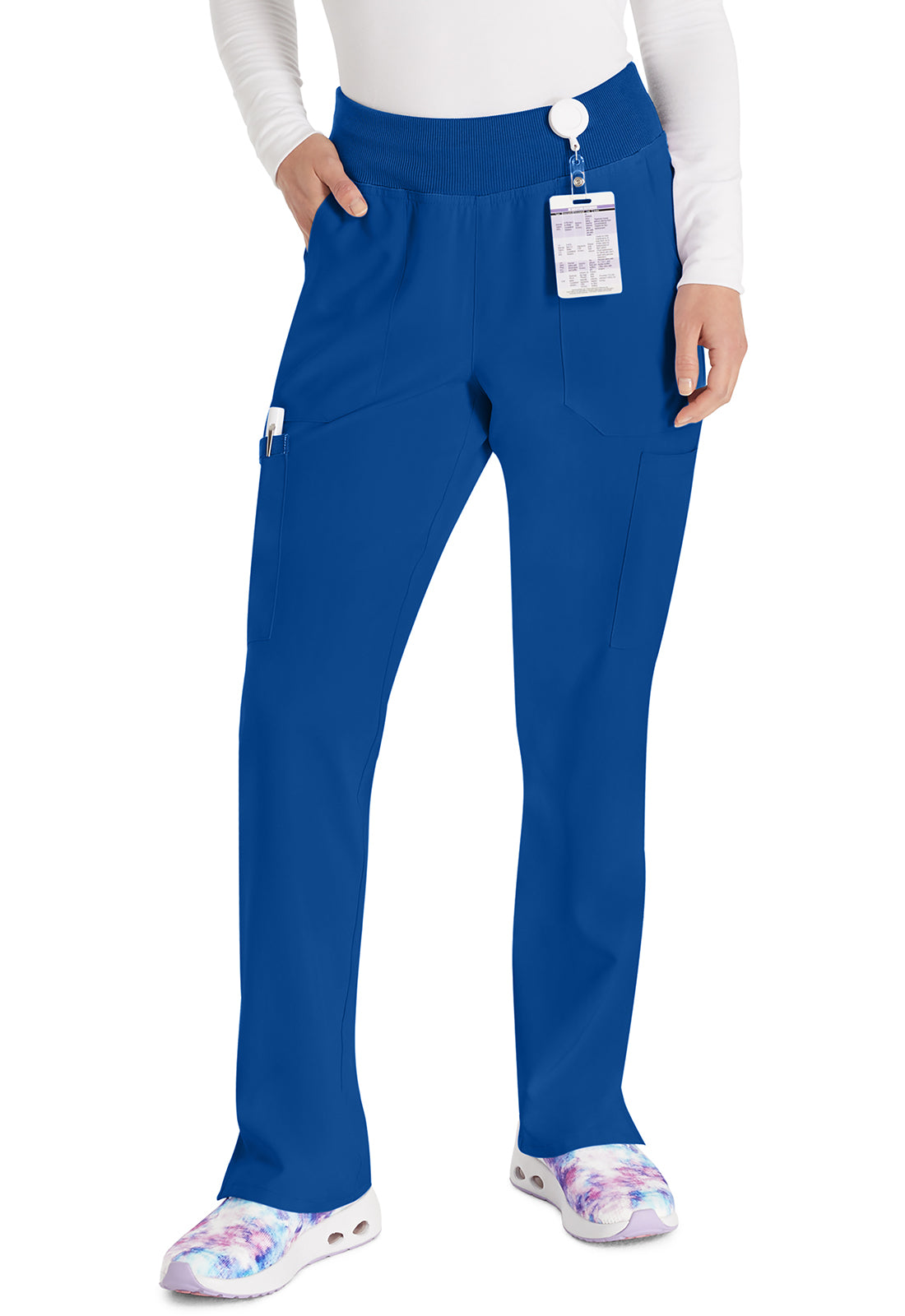 EDS Essentials DK005 Natural Rise Tapered Leg Pull-On Pants Galaxy Blue Model Image Front | Dickies