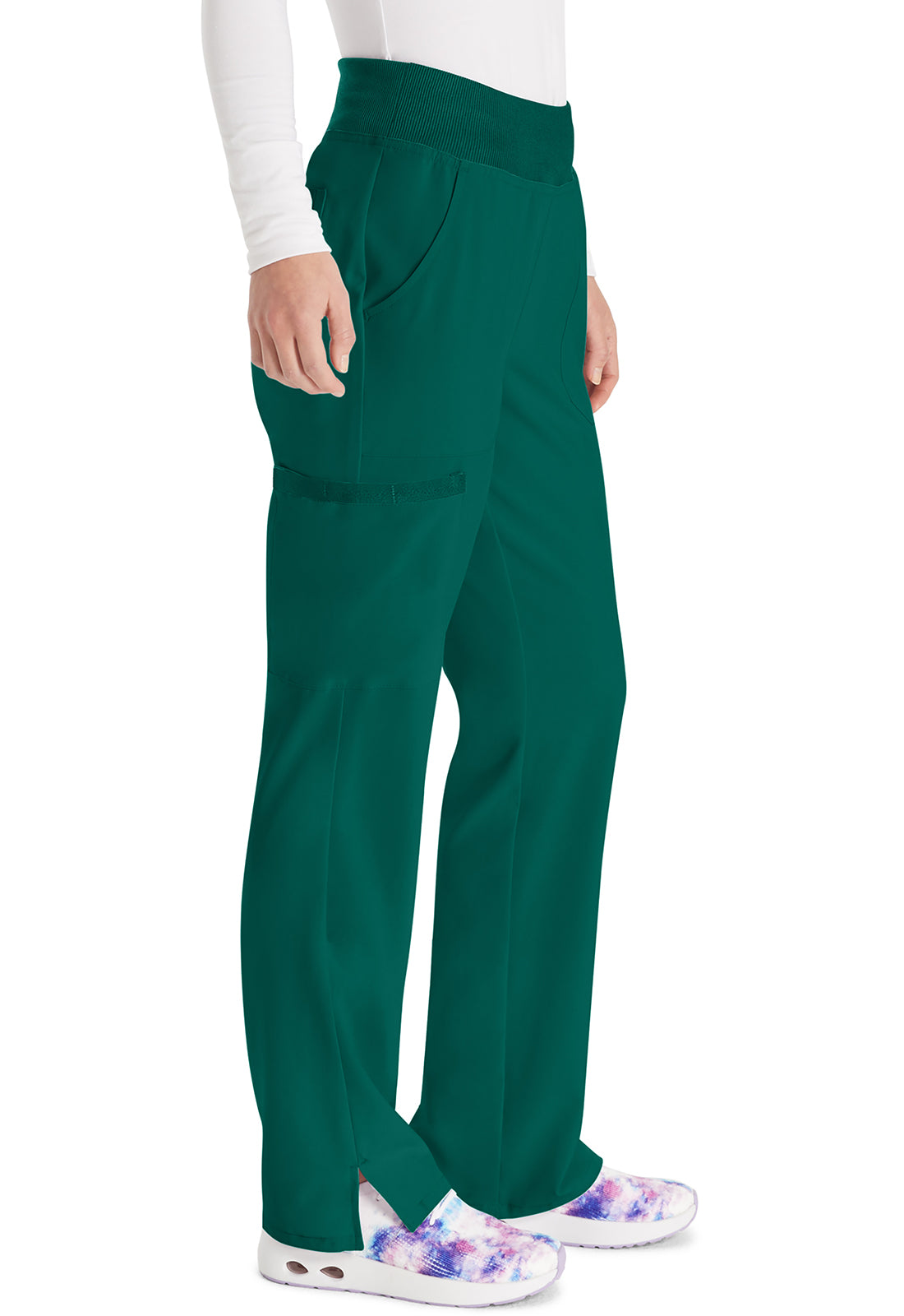 EDS Essentials DK005 Natural Rise Tapered Leg Pull-On Pants Hunter Green Model Image Left Side | Dickies