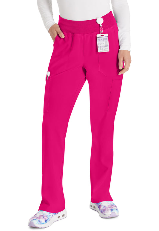 EDS Essentials DK005 Natural Rise Tapered Leg Pull-On Pants Hot Pink Model Image Front | Dickies