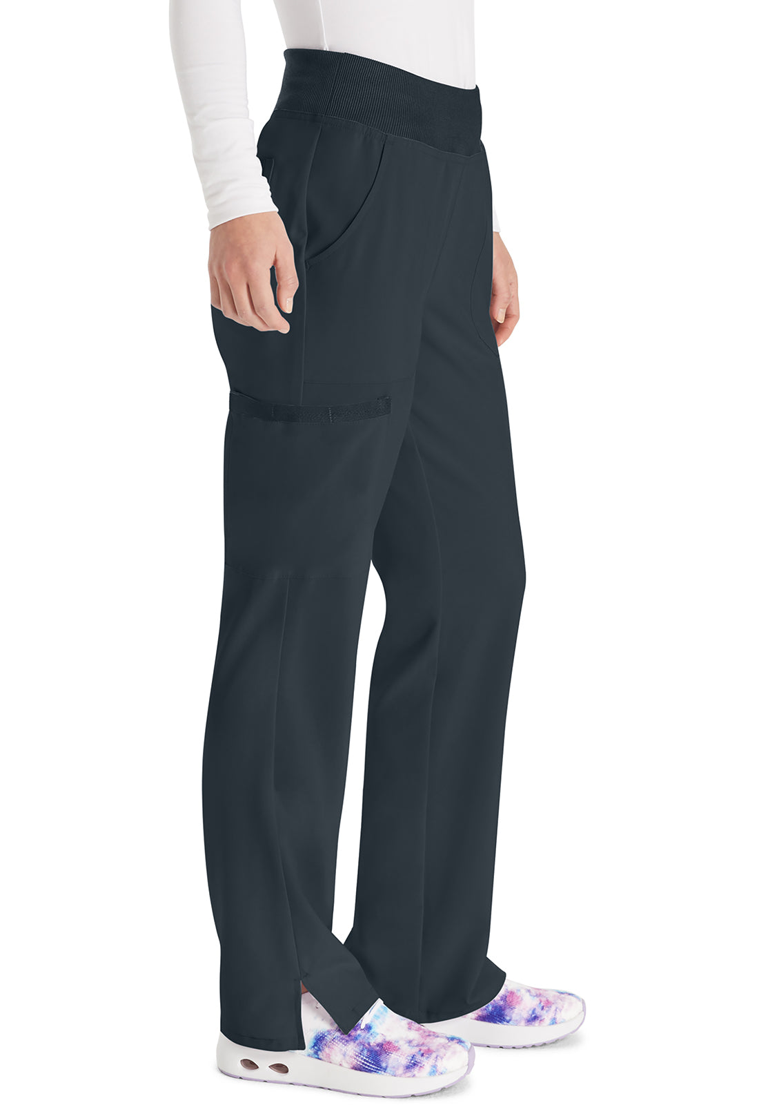 EDS Essentials DK005 Natural Rise Tapered Leg Pull-On Pants Pewter Model Image Left Side | Dickies