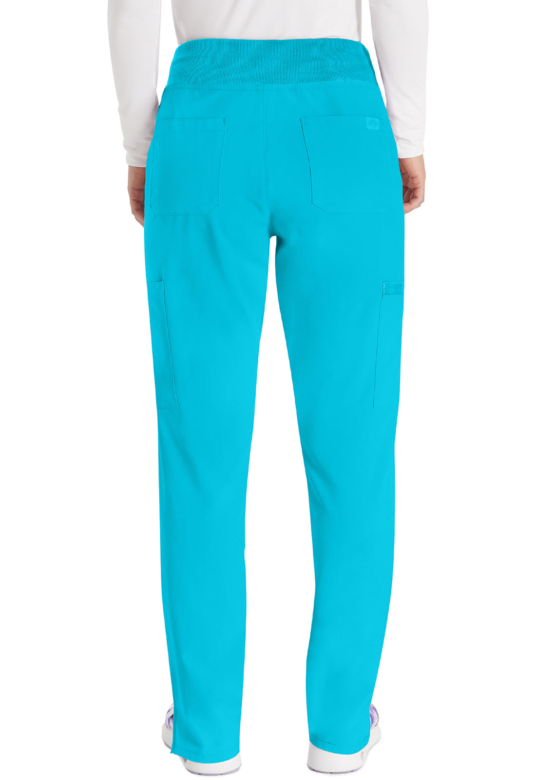 EDS Essentials DK005 Natural Rise Tapered Leg Pull-On Pants Turquoise Model Image Back | Dickies