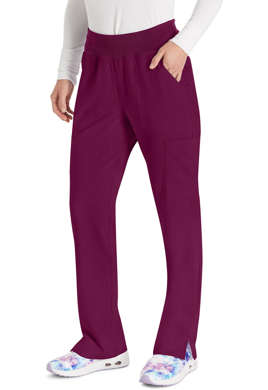 EDS Essentials DK005 Natural Rise Tapered Leg Pull-On Pants Wine Model Image Right Side | Dickies