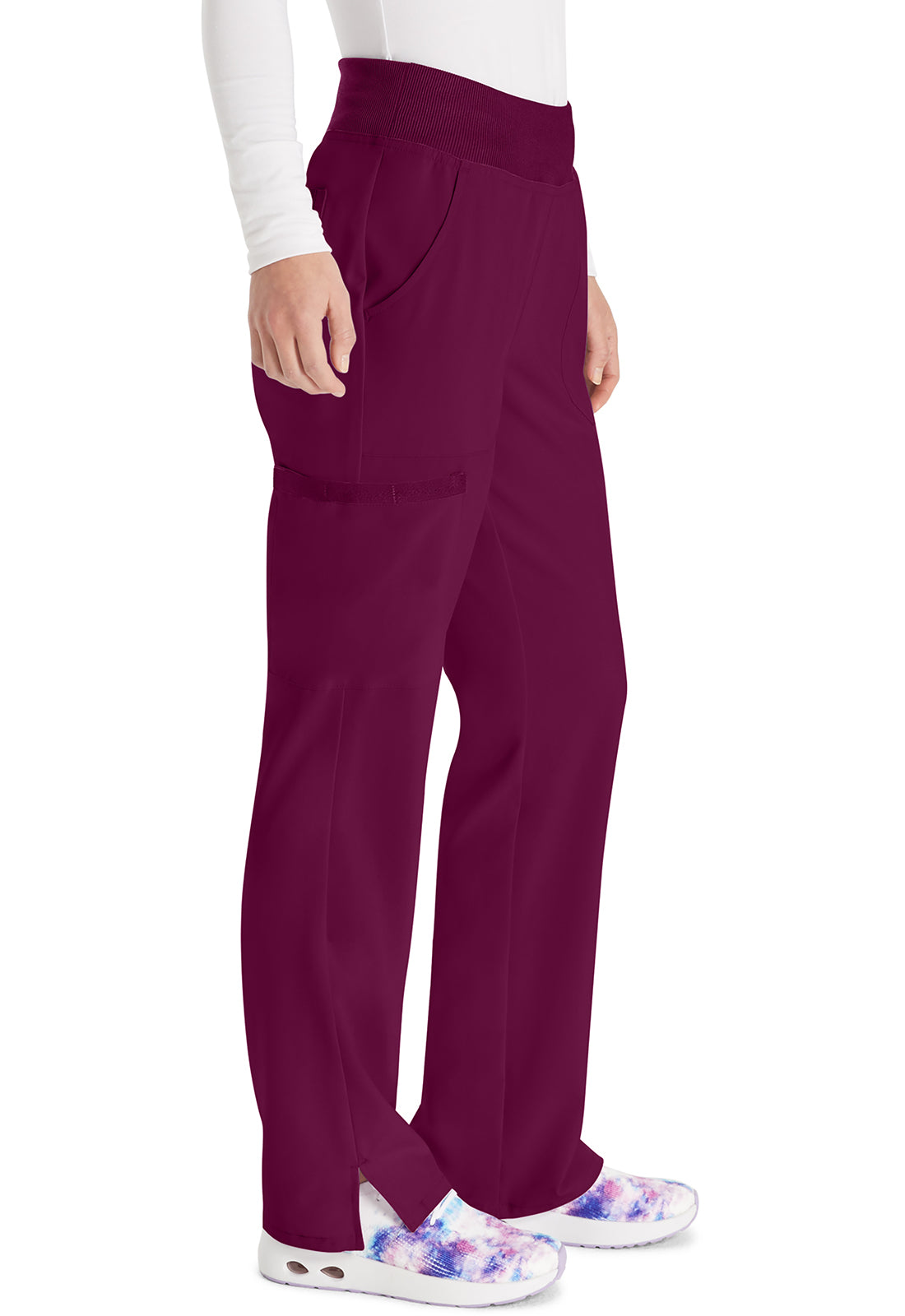 EDS Essentials DK005 Natural Rise Tapered Leg Pull-On Pants Wine Model Image Left Side | Dickies