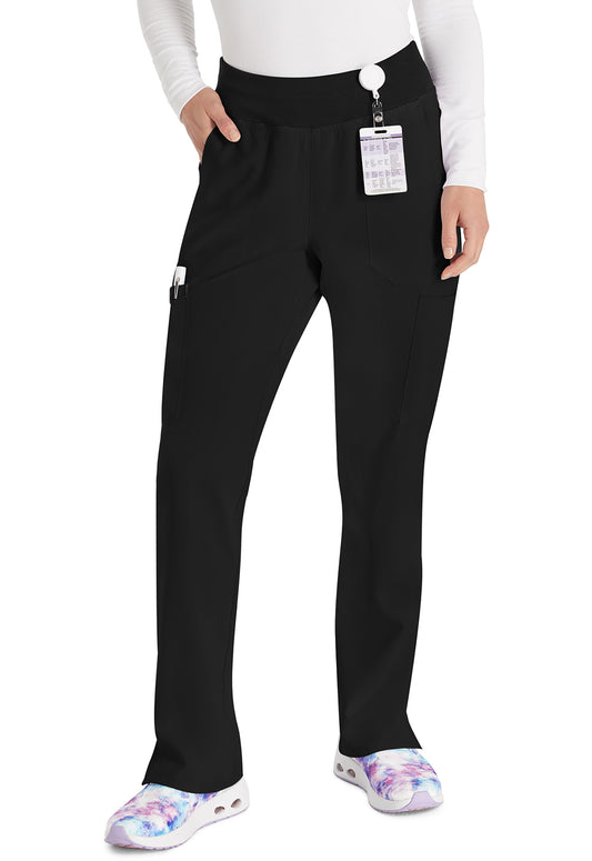 EDS Essentials DK005 Women's Natural Rise Tapered Leg Pull-On Scrub Pants Black