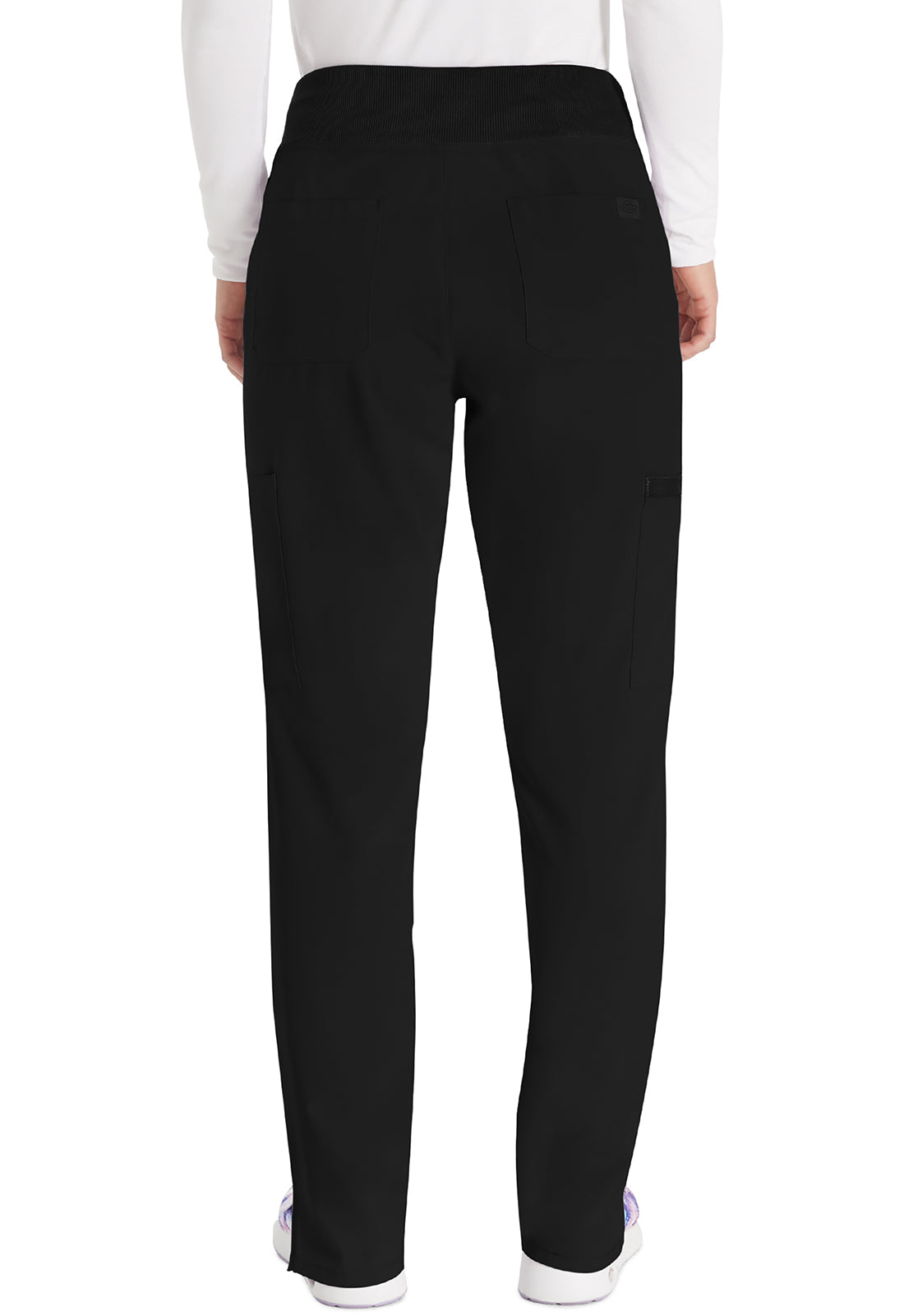 EDS Essentials DK005 Women's Natural Rise Tapered Leg Pull-On Scrub Pants Black