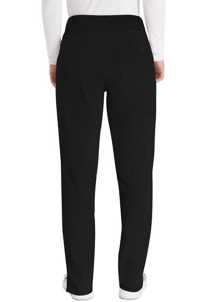 EDS Essentials DK005 Women's Natural Rise Tapered Leg Pull-On Scrub Pants Black