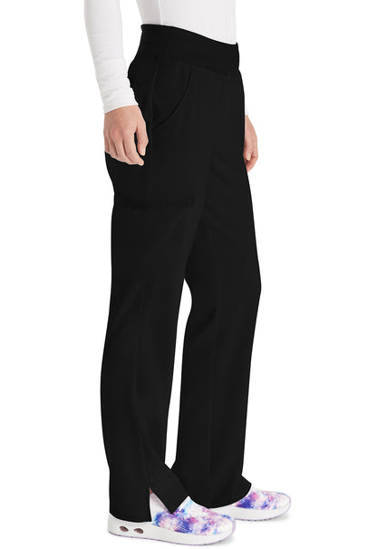 EDS Essentials DK005 Women's Natural Rise Tapered Leg Pull-On Scrub Pants Black