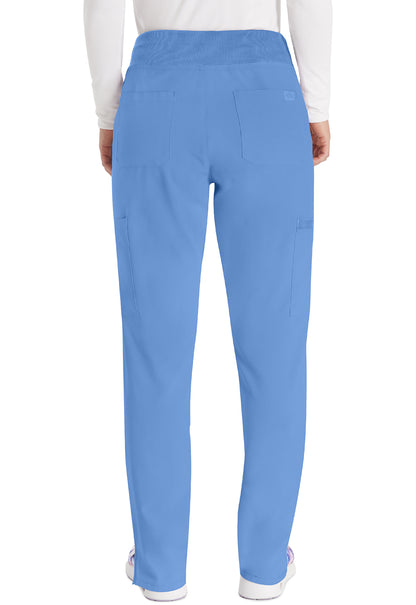 EDS Essentials DK005 Women's Natural Rise Tapered Leg Pull-On Scrub Pants Ciel