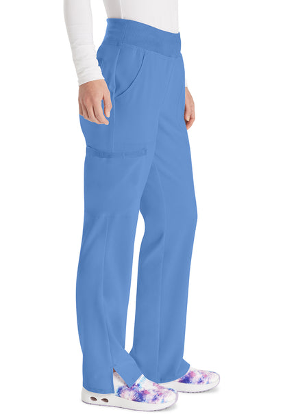 EDS Essentials DK005 Women's Natural Rise Tapered Leg Pull-On Scrub Pants Ciel