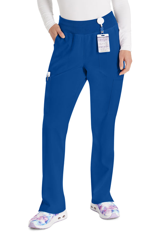 EDS Essentials DK005 Women's Natural Rise Tapered Leg Pull-On Scrub Pants Galaxy Blue