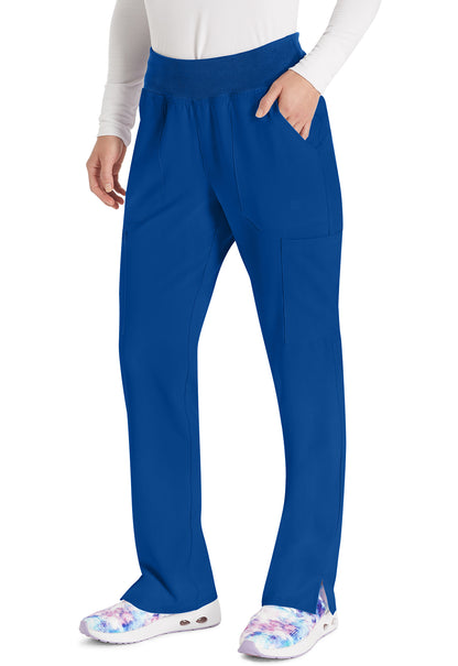 EDS Essentials DK005 Women's Natural Rise Tapered Leg Pull-On Scrub Pants Galaxy Blue