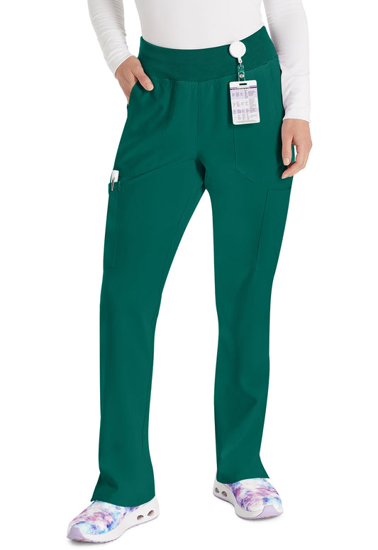 EDS Essentials DK005 Women's Natural Rise Tapered Leg Pull-On Scrub Pants Hunter Green