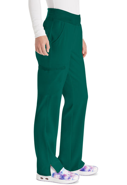 EDS Essentials DK005 Women's Natural Rise Tapered Leg Pull-On Scrub Pants Hunter Green