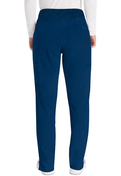 EDS Essentials DK005 Women's Natural Rise Tapered Leg Pull-On Scrub Pants Navy